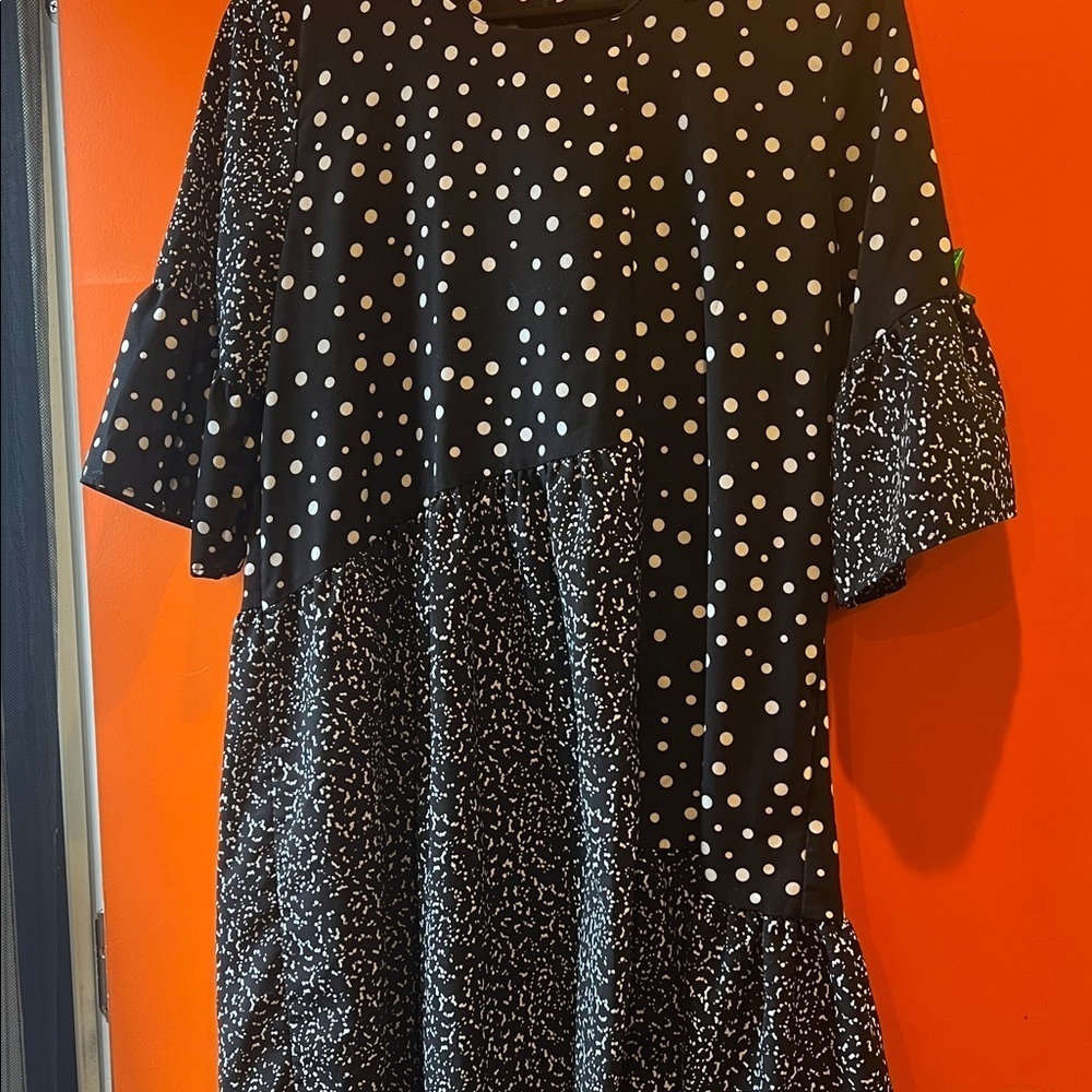 CAARA Black and White Polka Dot Midi Dress - Picture 3 of 9
